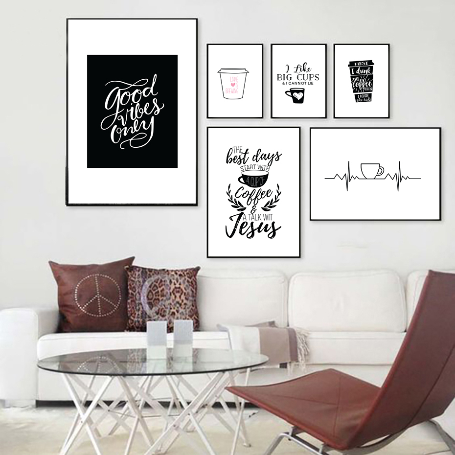 Home Decor Quotes On Wall - Nowoczesne Cytaty Kawy Plakaty Wydruki Kolorowe