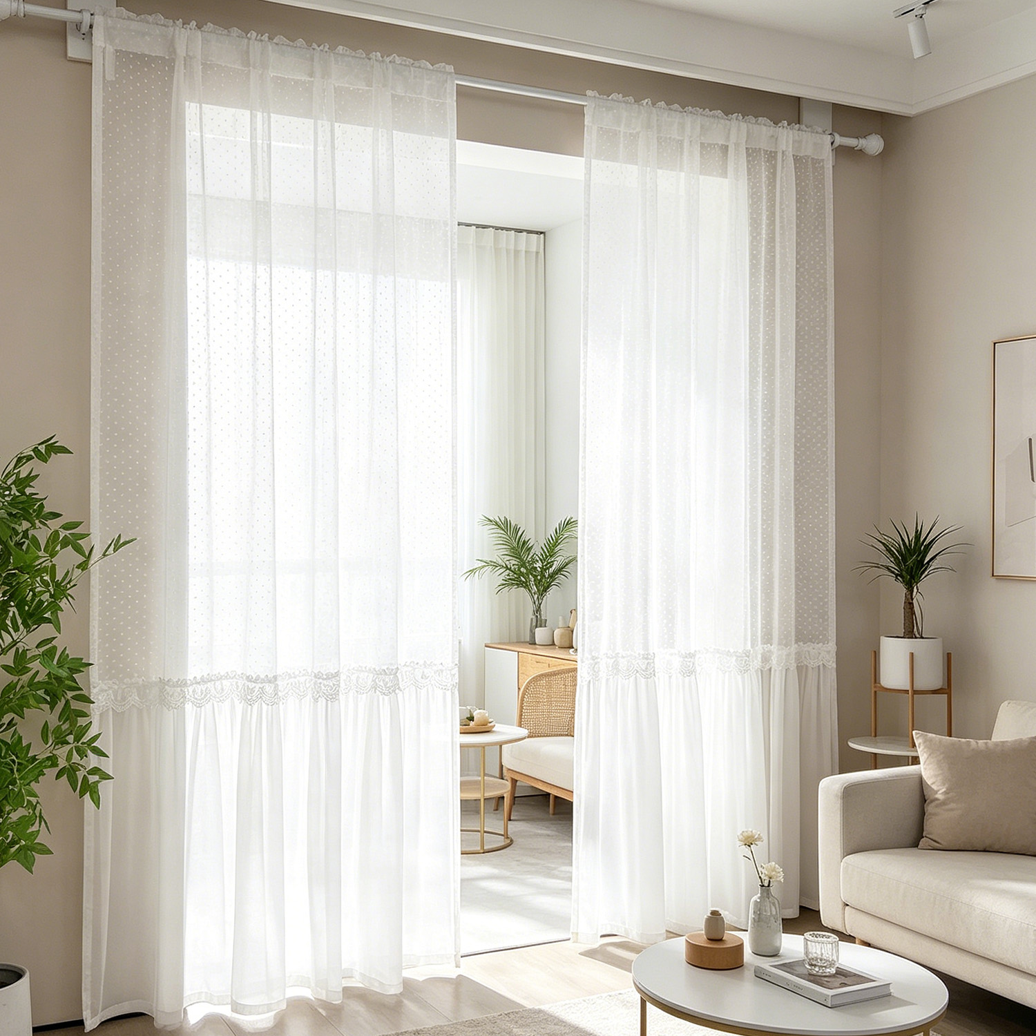 Home Decor Under 100 - Francuska romantyczna, przezroczysta zasłona z falbankami
