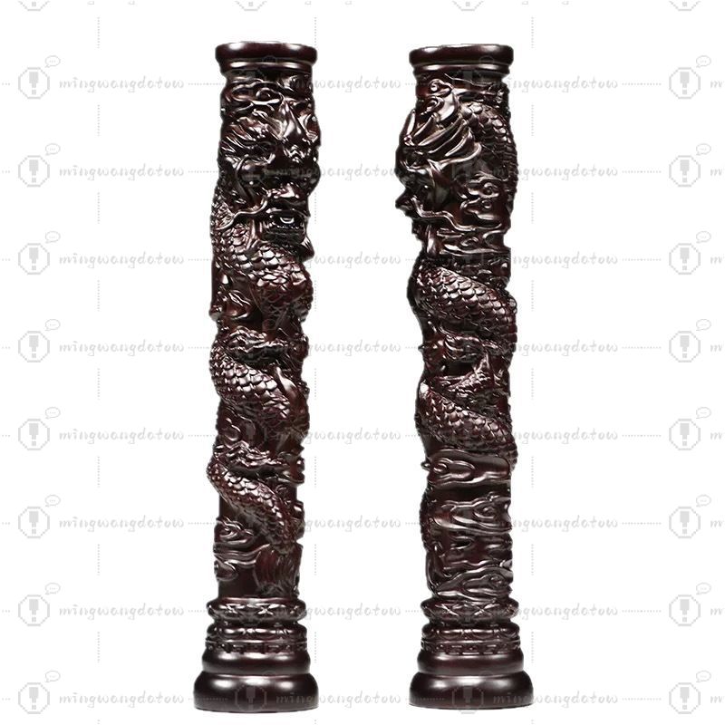 Home Decor Statue - Rzeźbiony posąg smoka z palisandru, chiński