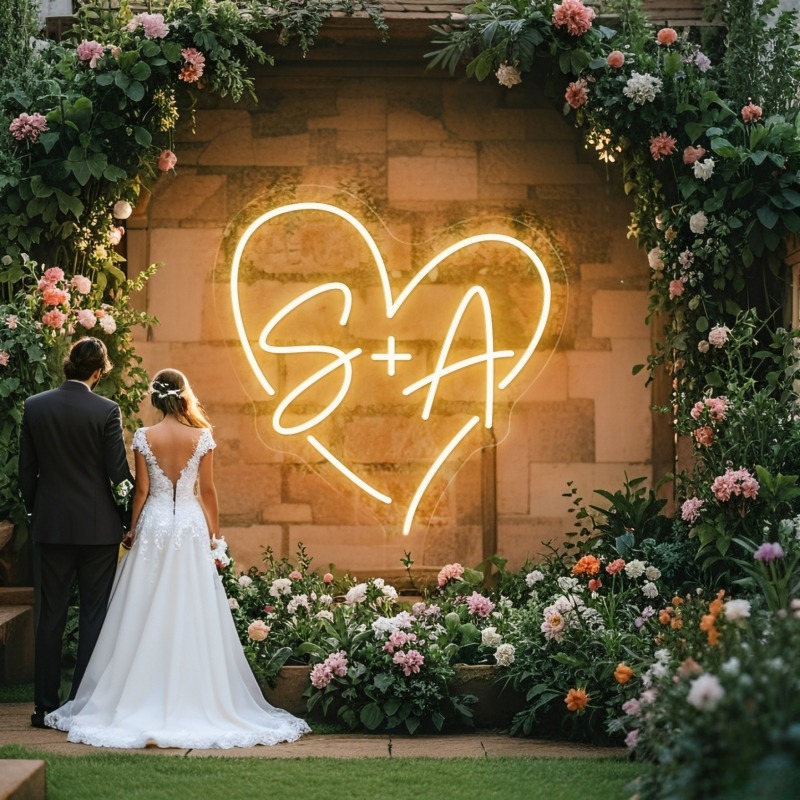 Home Decor Rustic - Neon LED w kształcie serca z