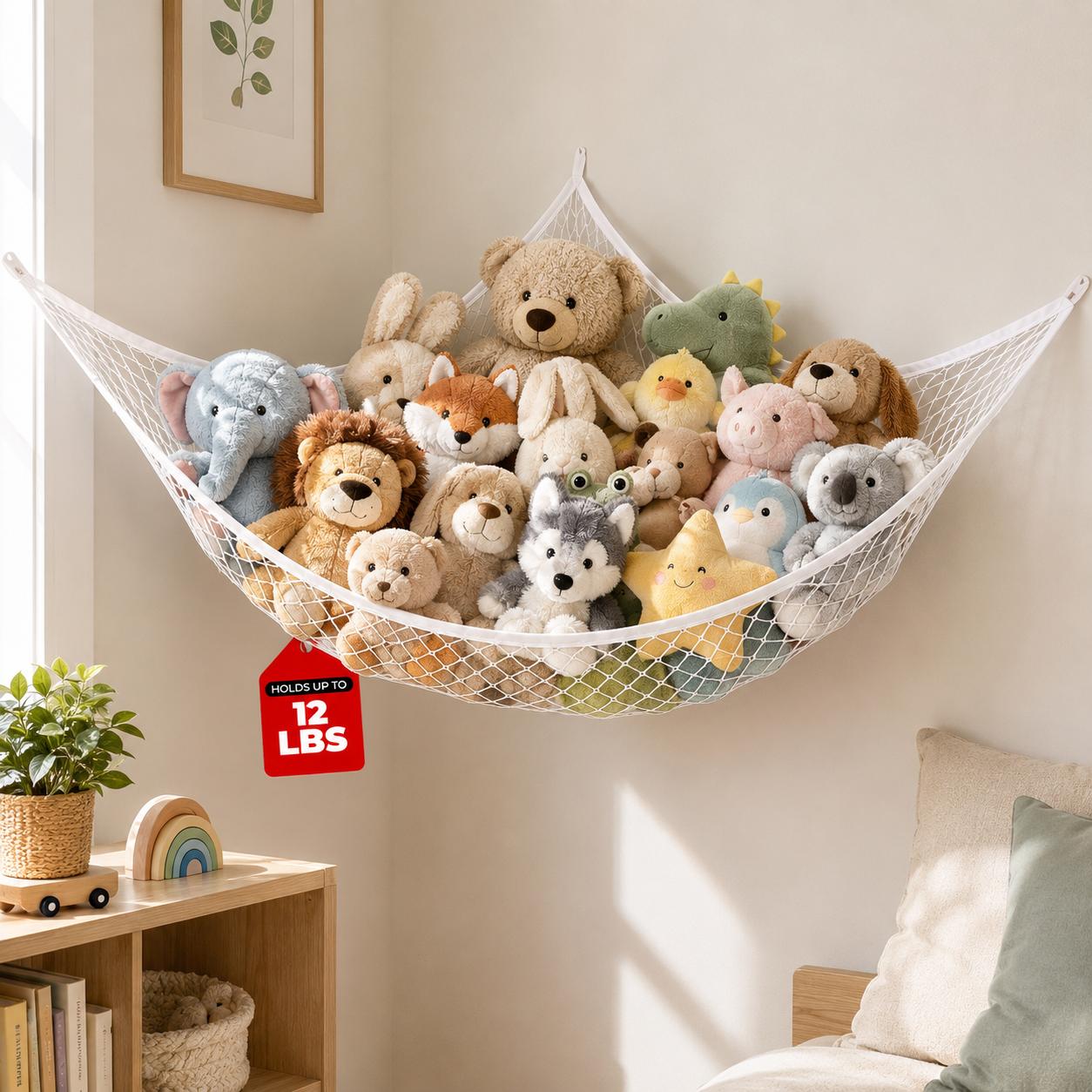 Home Decor Rustic - Hamak na zabawki z siatki, wiszący