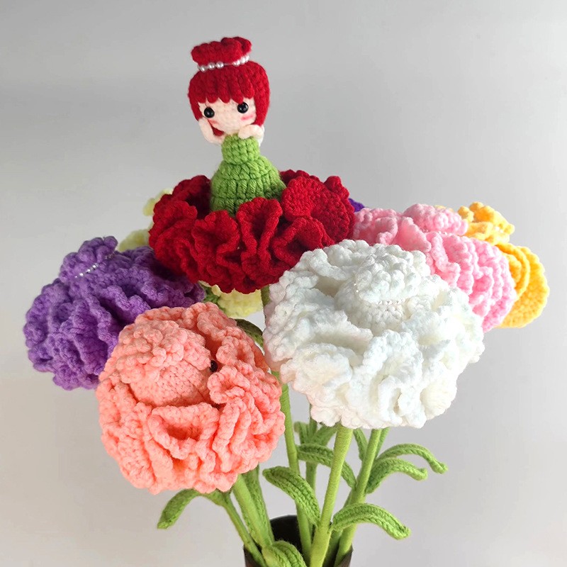 Yarn Home Decor - Ręcznie robione szydełkowe goździki, dekoracja domu,