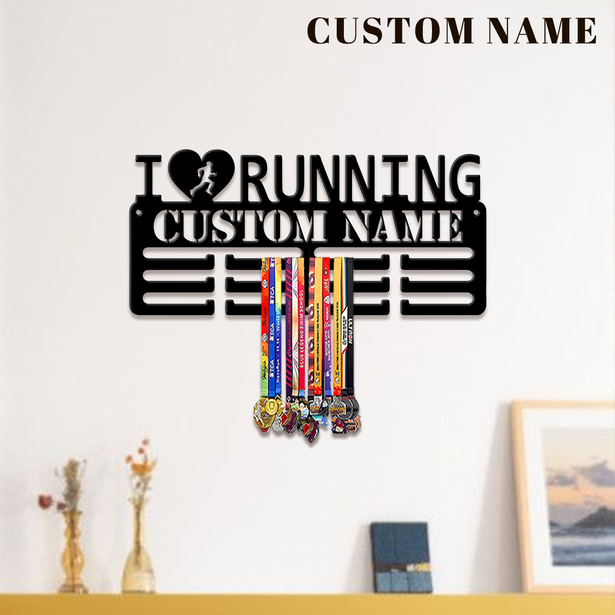 Home Decor Zone - Personalizowany metalowy stojak na medale z