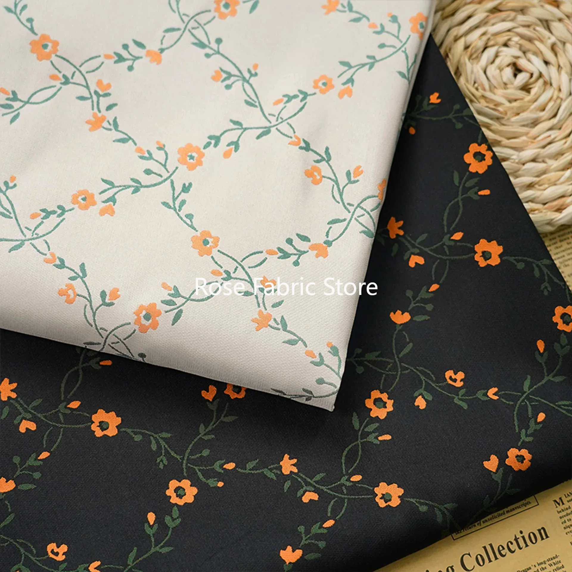 Yarn Home Decor - 1 metr małej, kwiatowej tkaniny żakardowej