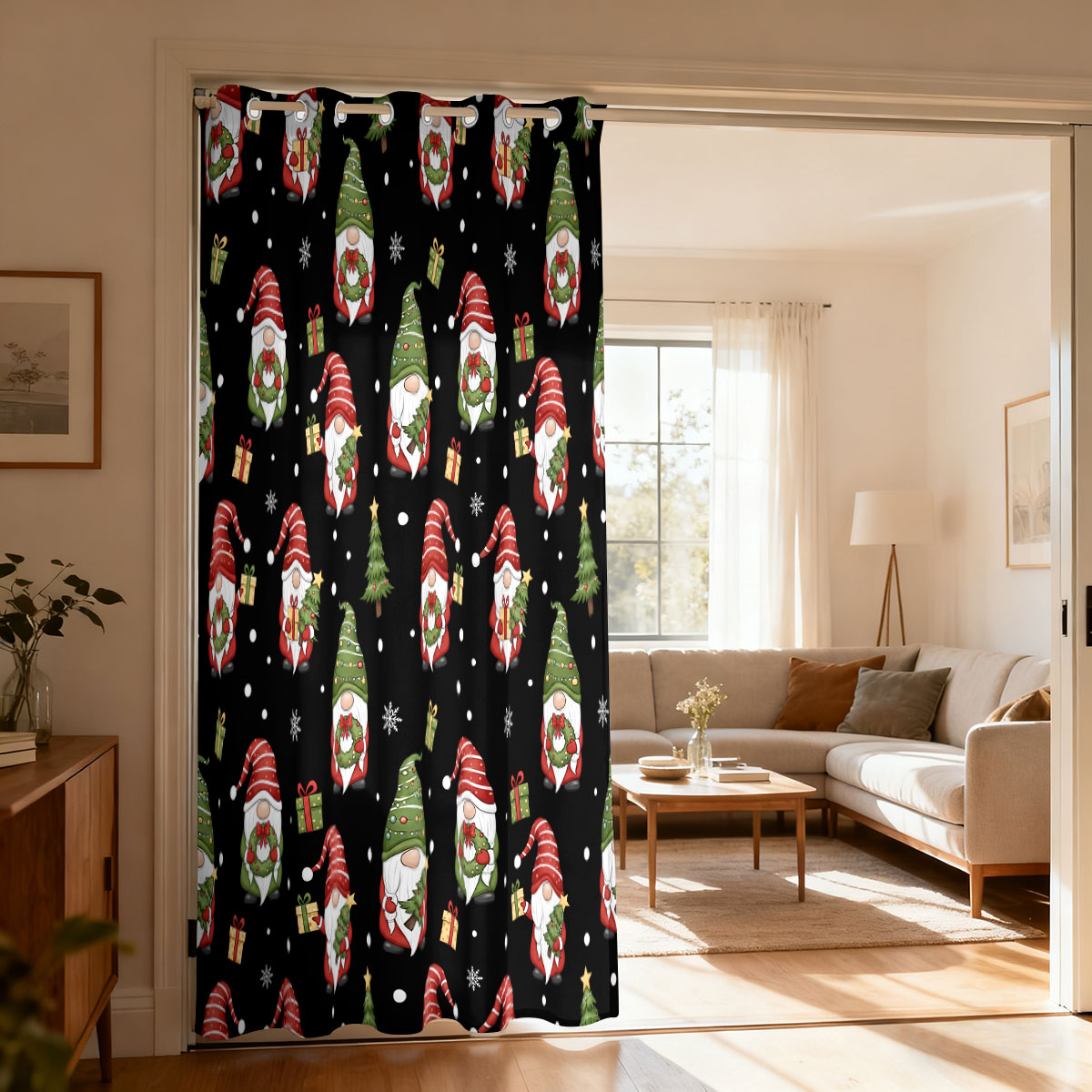 Home Decor Xmas - Zasłona z pojedynczą pętlą z nadrukiem