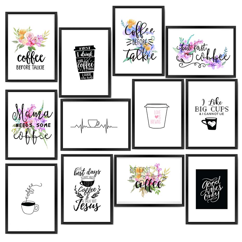 Nowoczesne Cytaty Kawy Plakaty – Home Decor Quotes On Wall recenzja i cena