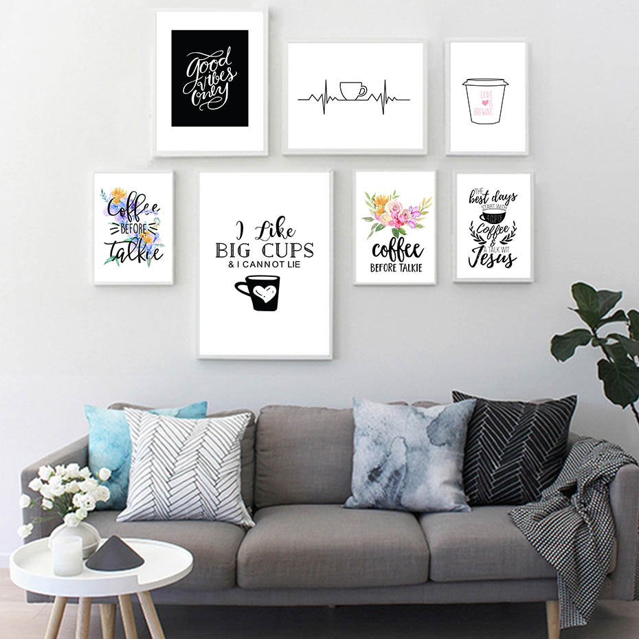 Nowoczesne Cytaty Kawy Plakaty – Home Decor Quotes On Wall recenzja i cena