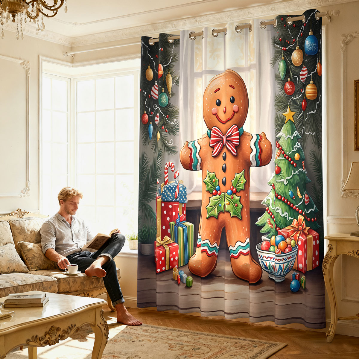 Świąteczna Zasłonka z Panem Pi – Home Decor Xmas recenzja i cena