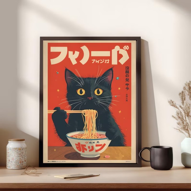 Retro Japoński Kawaii Czarny K – Home Decor Aesthetic Pinterest recenzja i cena