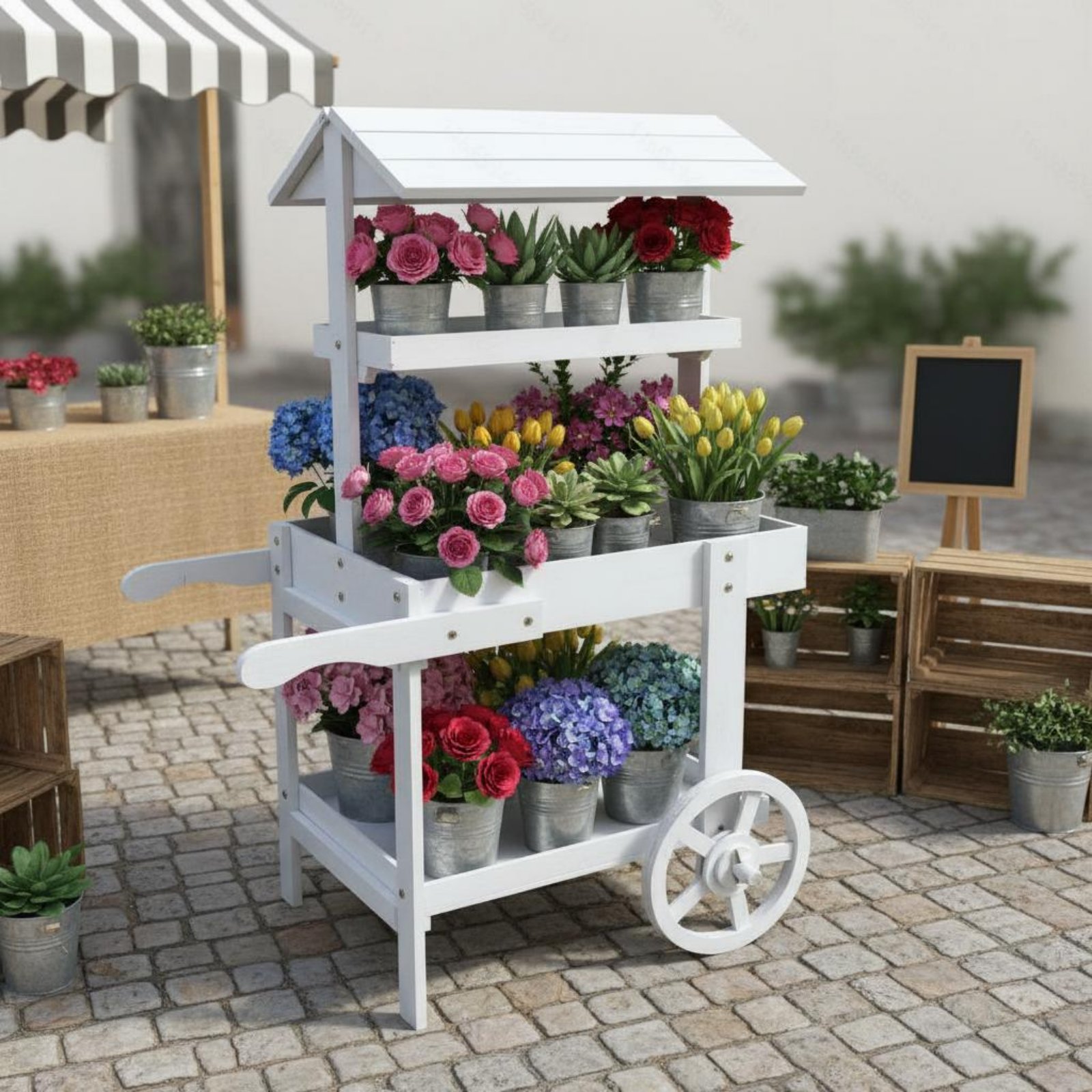 Drewniany wózek na kwiaty z oz – Home Decor Market recenzja i cena