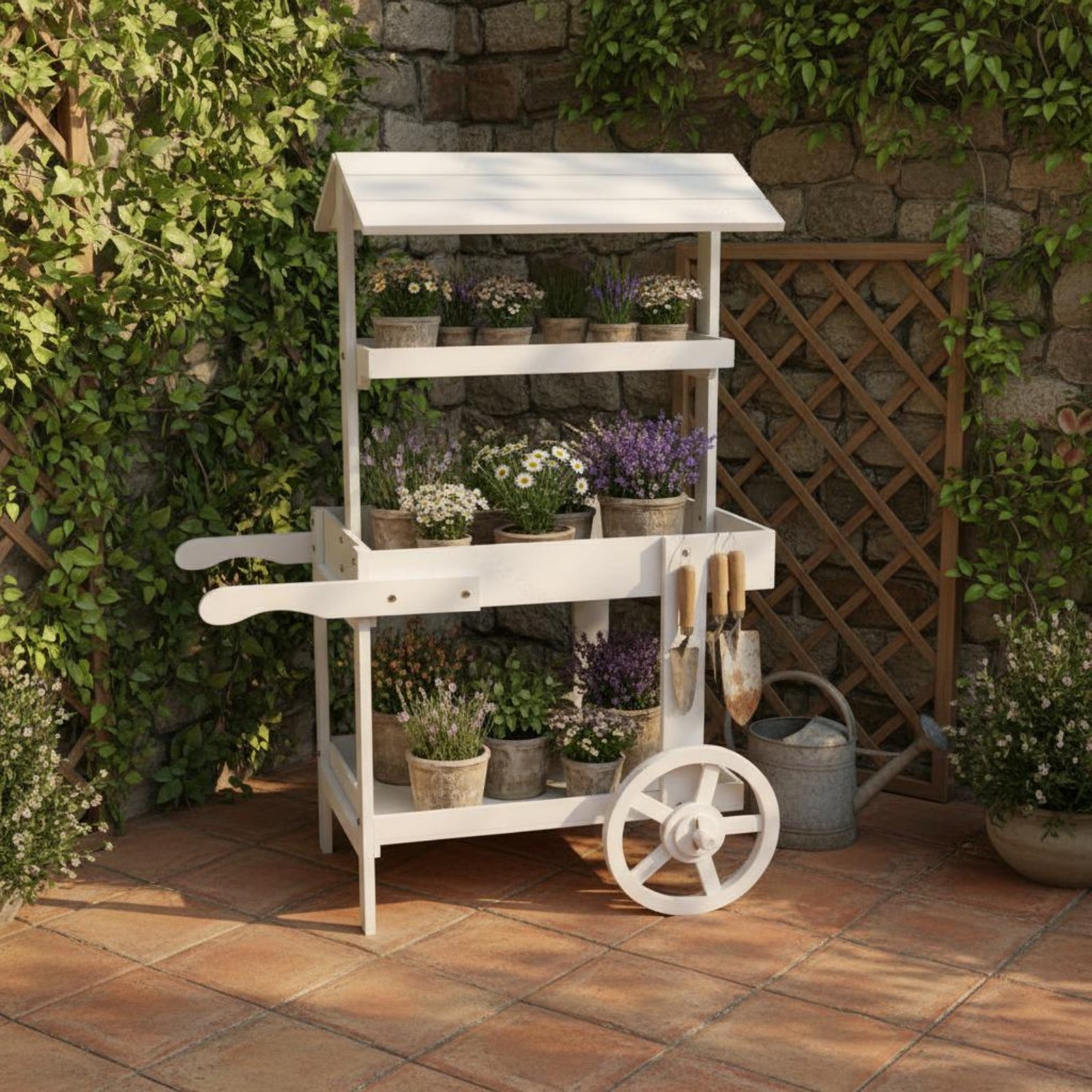 Drewniany wózek na kwiaty z oz – Home Decor Market recenzja i cena
