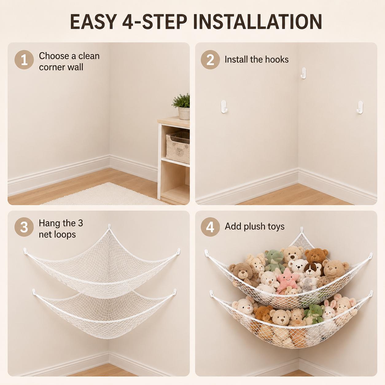 Hamak na zabawki z siatki, wis – Home Decor Rustic recenzja i cena