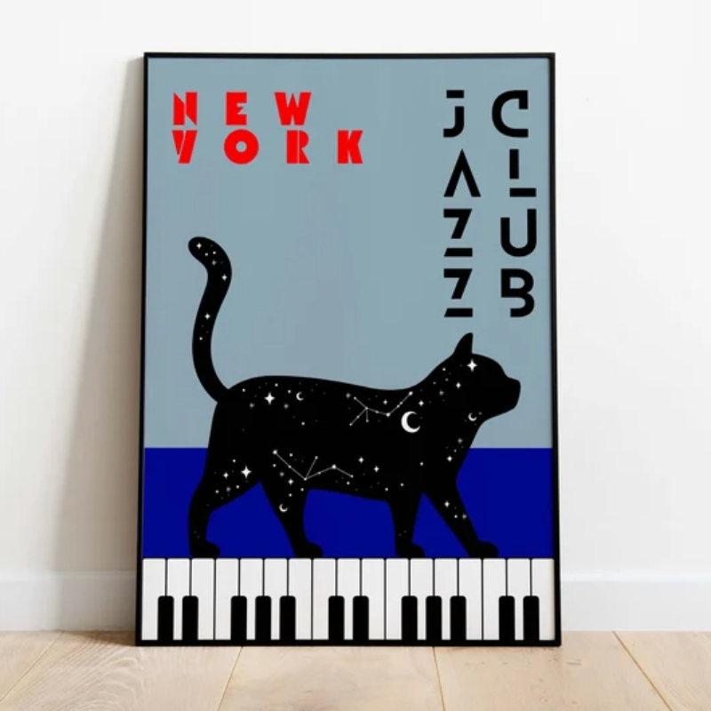 1szt Czarny kot z fortepianem  – Home Decor Aesthetic Pinterest recenzja i cena