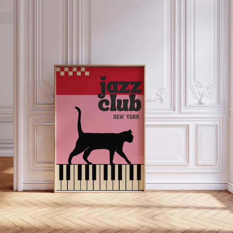 1szt Czarny kot z fortepianem  – Home Decor Aesthetic Pinterest recenzja i cena